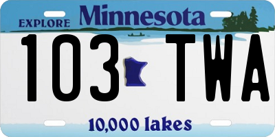 MN license plate 103TWA