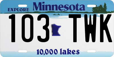 MN license plate 103TWK