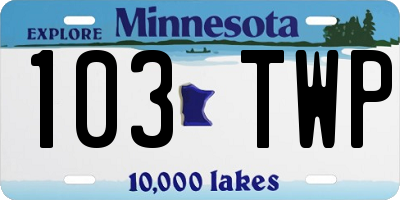 MN license plate 103TWP