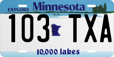 MN license plate 103TXA