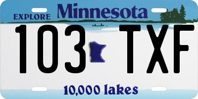 MN license plate 103TXF