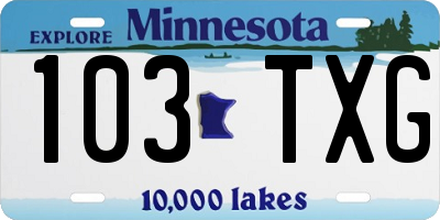 MN license plate 103TXG