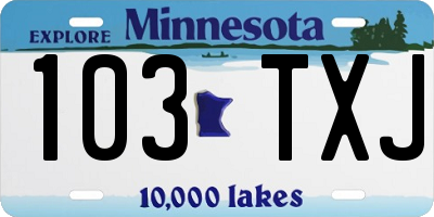 MN license plate 103TXJ