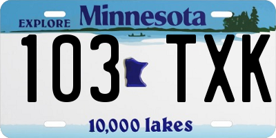 MN license plate 103TXK