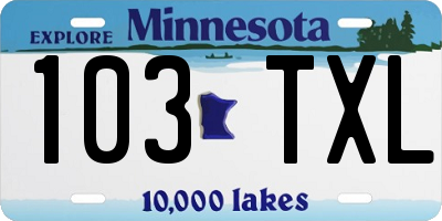 MN license plate 103TXL
