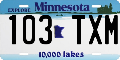 MN license plate 103TXM