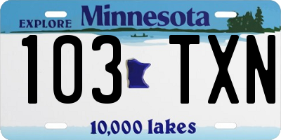 MN license plate 103TXN