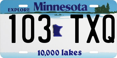 MN license plate 103TXQ