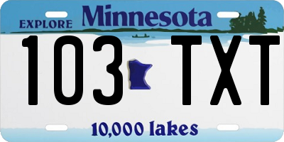 MN license plate 103TXT