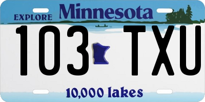 MN license plate 103TXU