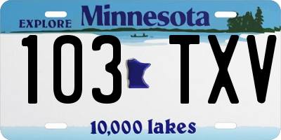 MN license plate 103TXV