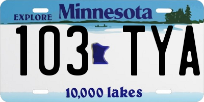 MN license plate 103TYA