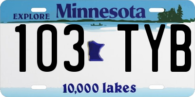 MN license plate 103TYB
