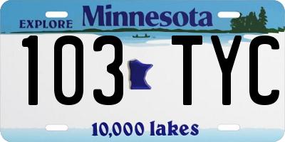 MN license plate 103TYC