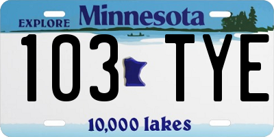 MN license plate 103TYE