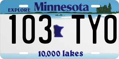 MN license plate 103TYO