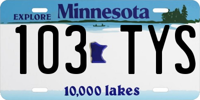 MN license plate 103TYS