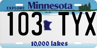 MN license plate 103TYX