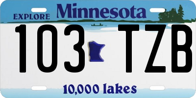 MN license plate 103TZB