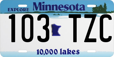 MN license plate 103TZC