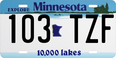MN license plate 103TZF