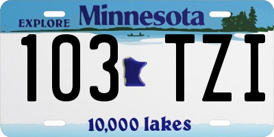 MN license plate 103TZI