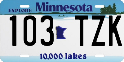 MN license plate 103TZK