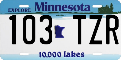 MN license plate 103TZR