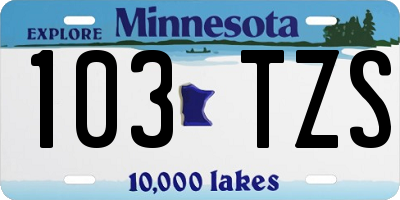 MN license plate 103TZS