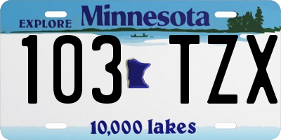MN license plate 103TZX
