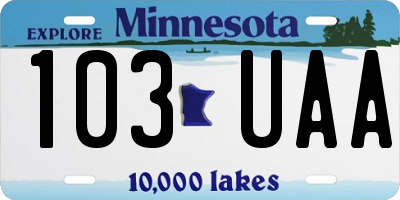 MN license plate 103UAA
