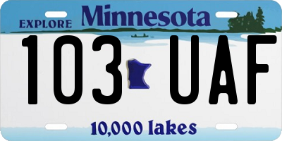 MN license plate 103UAF