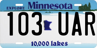 MN license plate 103UAR