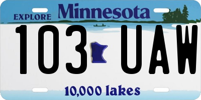 MN license plate 103UAW