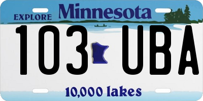 MN license plate 103UBA