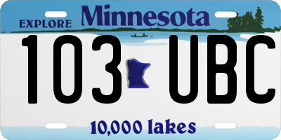 MN license plate 103UBC