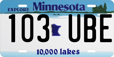 MN license plate 103UBE