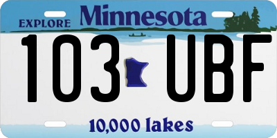 MN license plate 103UBF