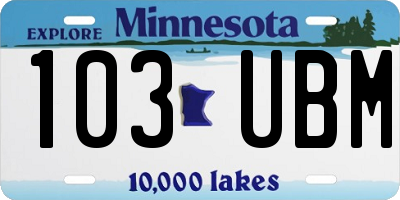 MN license plate 103UBM