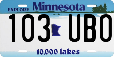 MN license plate 103UBO