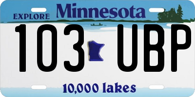 MN license plate 103UBP