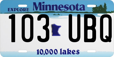 MN license plate 103UBQ