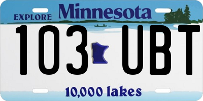 MN license plate 103UBT