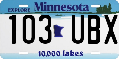 MN license plate 103UBX