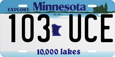 MN license plate 103UCE