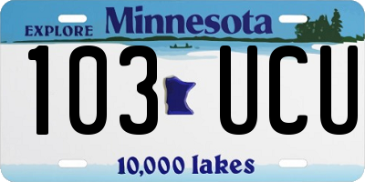 MN license plate 103UCU