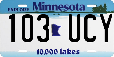 MN license plate 103UCY