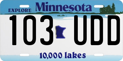MN license plate 103UDD