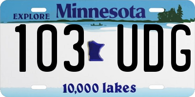 MN license plate 103UDG