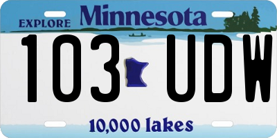 MN license plate 103UDW